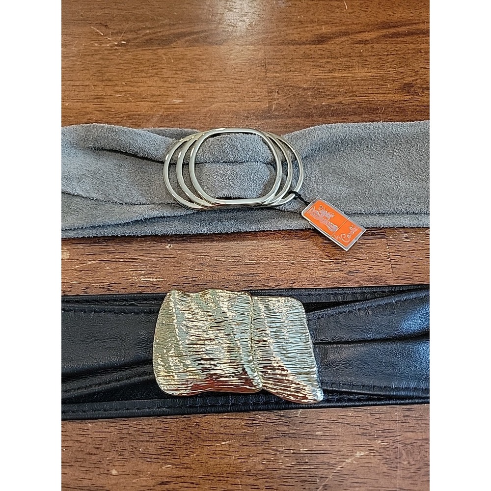 Vtg Adjustable Women's Belt Lot Of 2 With Retro Buckles 1980's(?)